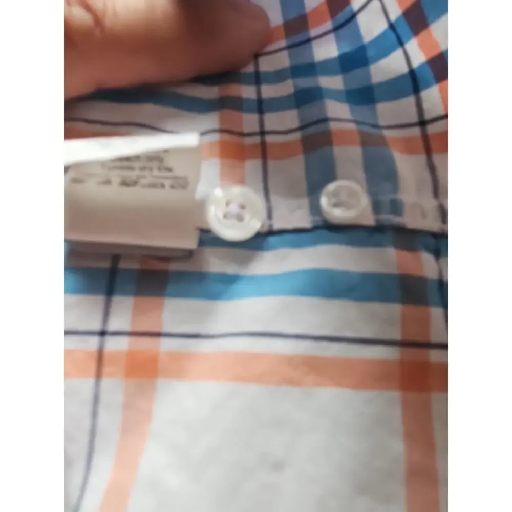 J.Crew Shirt Men's Large Orange Blue Check Button-down Cotton